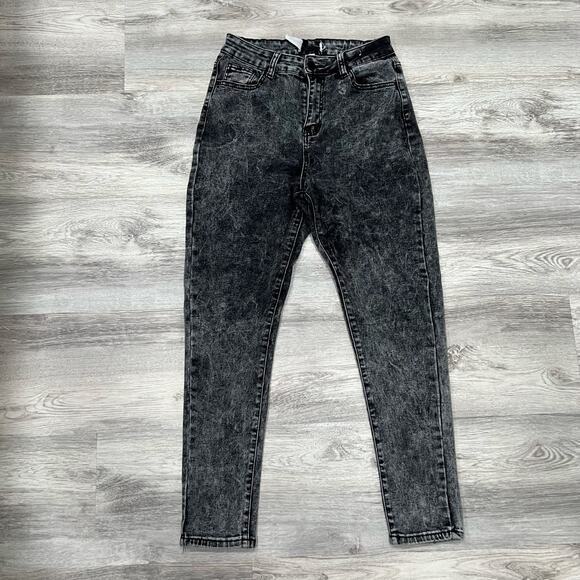 Bamboo Acid Wash High Rise‎ Skinny Jeans Black Wash Denim Pants Size 9/10 - Picture 3 of 8